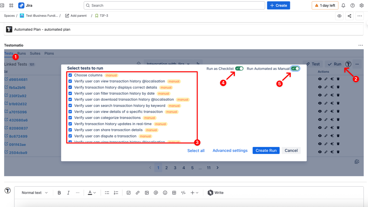 Select tests to run